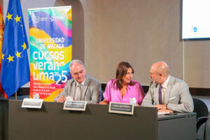 Salvador Merino, María de la Paz Fernández y Eugenio J. Luque en la presentación de los Cursos de Verano de la UMA 2025 en Ronda